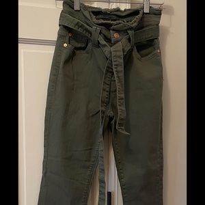 7 For All Mankind green high waisted tie jeans